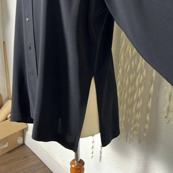 Blanque Black Long Sleeve Off Set Button Down Over shirt Jacket Lagenlook Size 1 - Picture 6 of 11